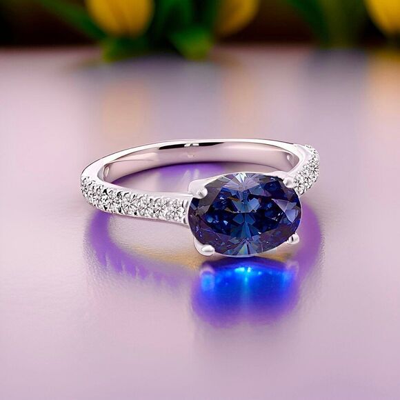 Natural Sapphire Diamond Ring 6.5 14k W Gold 3.15 TCW Certified $4,950 310588 - Picture 4 of 14